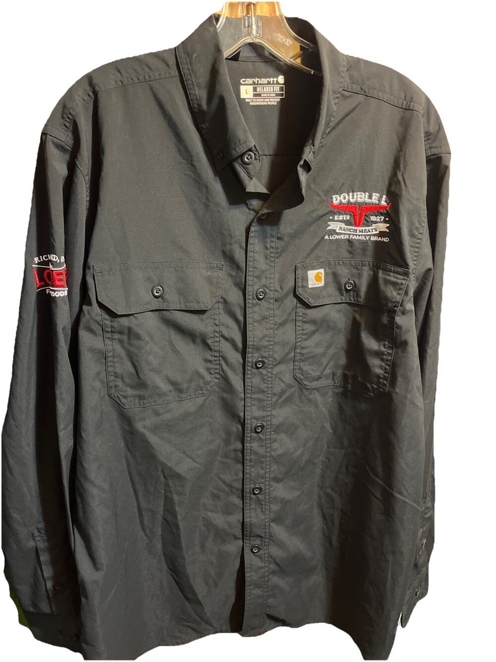 Carhartt Shirt Mens Large Black Long Sleeve Button Down Relaxed Fit Workwear